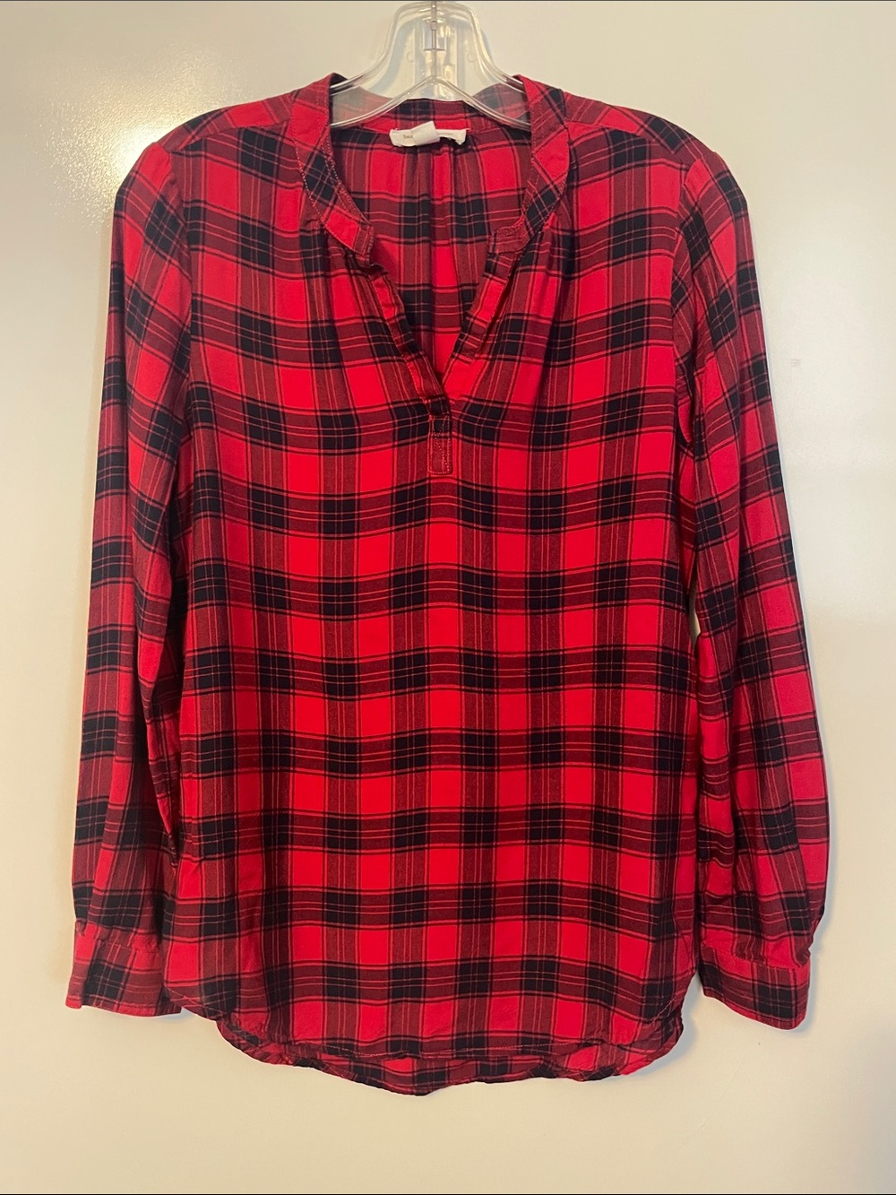 BeachLunchLounge Red Plaid Tunic Size XS